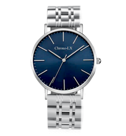 Ladies silver watch with blue face best sale