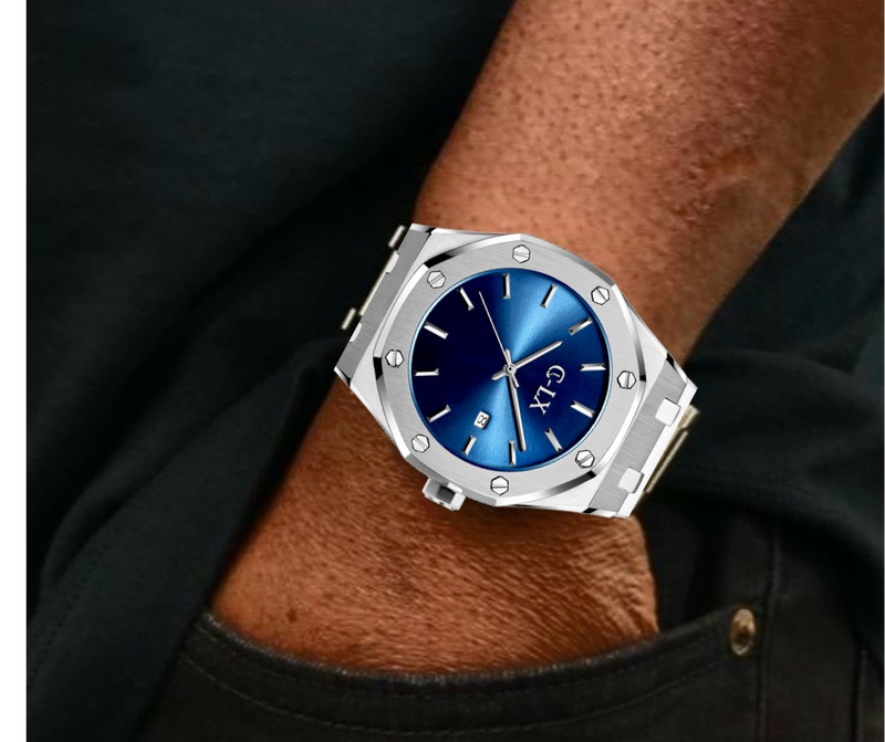 Titan Blue Silver Stainless Steel