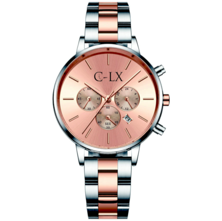 Ladies Silver and Rose Stainless Steel