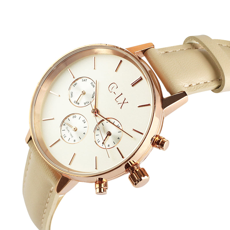 Henle Rose Gold / Taupe Leather