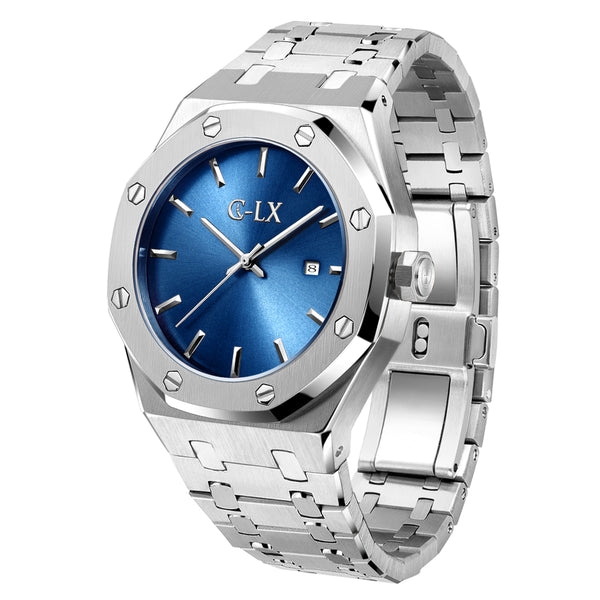 Titan Blue Silver Stainless Steel