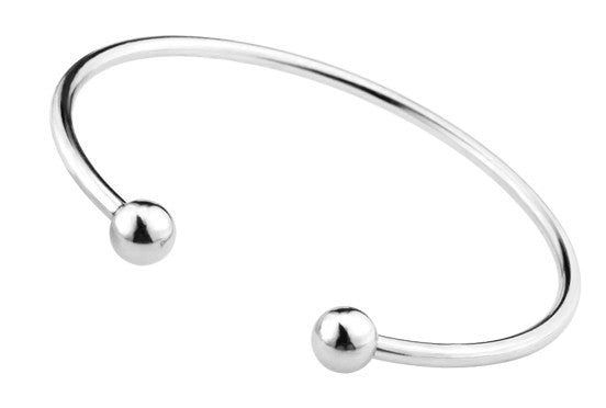 Ladies Silver Stainless Steel Ball Cuff Bracelet