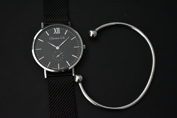 Ladies Silver Stainless Steel Ball Cuff Bracelet