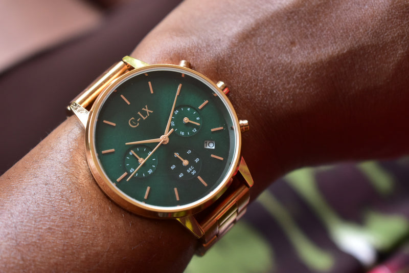 Emerald Green / Rose Gold Stainless Steel