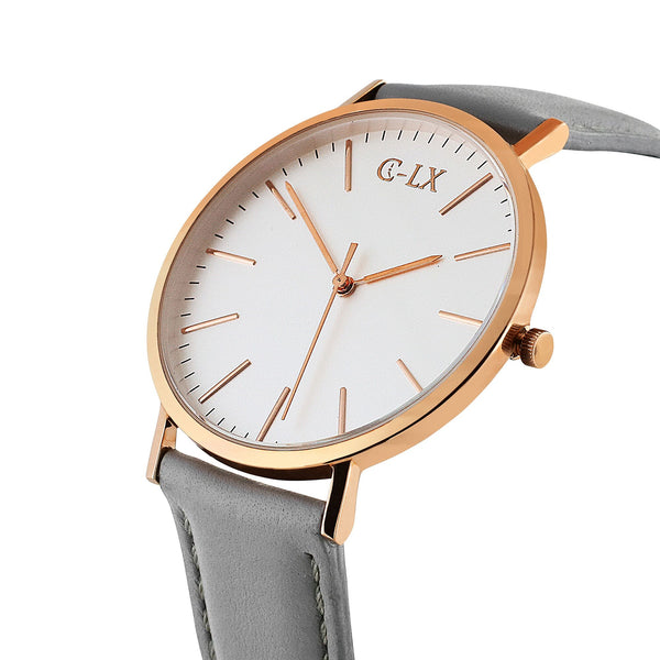 AUGUSTAN LYON ROSE GOLD AND GREY LEATHER WOMENS WATCH