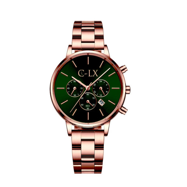 Emerald Green / Rose Gold Stainless Steel